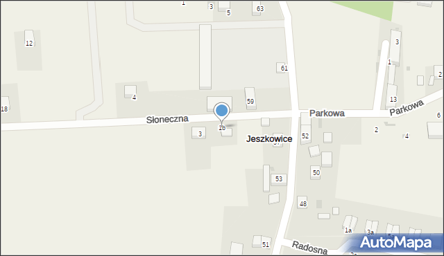 Jeszkowice, Słoneczna, 1b, mapa Jeszkowice