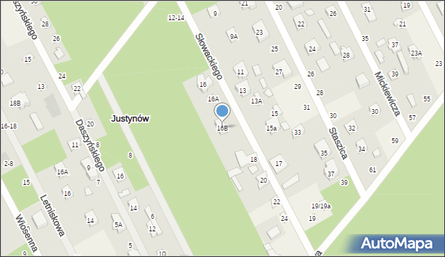 Justynów, Słowackiego Juliusza, 16B, mapa Justynów