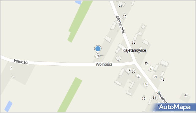 Kajetanowice, Słoneczna, 26, mapa Kajetanowice