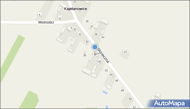 Kajetanowice, Słoneczna, 38, mapa Kajetanowice