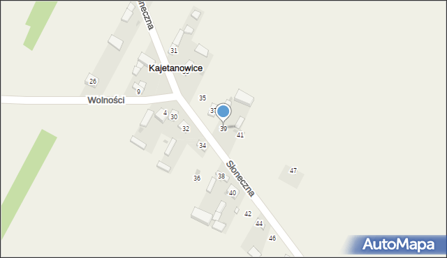 Kajetanowice, Słoneczna, 39, mapa Kajetanowice