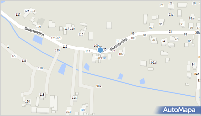 Kalisz, Słowiańska, 108-110, mapa Kalisza