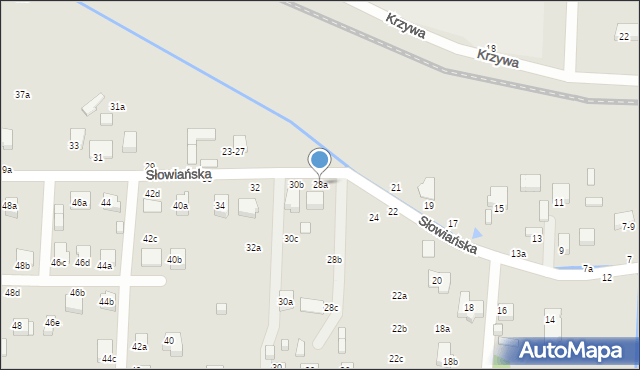 Kalisz, Słowiańska, 28a, mapa Kalisza