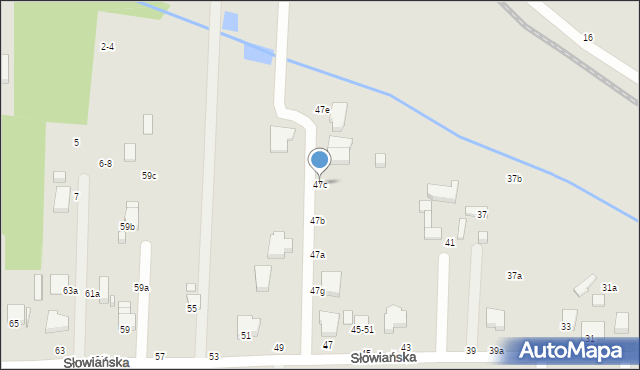 Kalisz, Słowiańska, 47c, mapa Kalisza