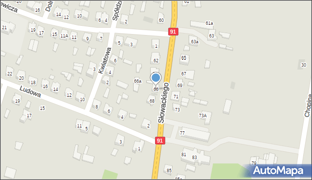 Kamieńsk, Słowackiego Juliusza, 66, mapa Kamieńsk