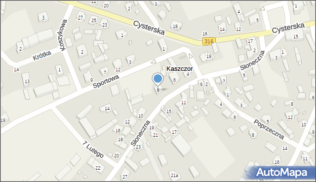 Kaszczor, Słoneczna, 8, mapa Kaszczor