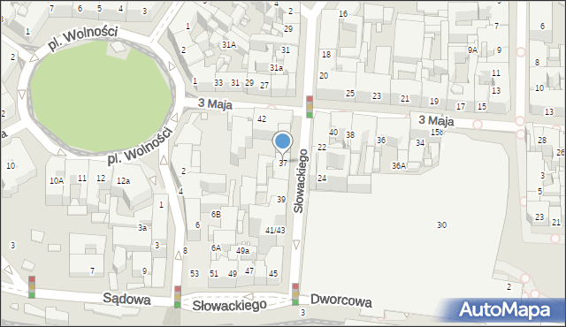 Katowice, Słowackiego Juliusza, 37, mapa Katowic