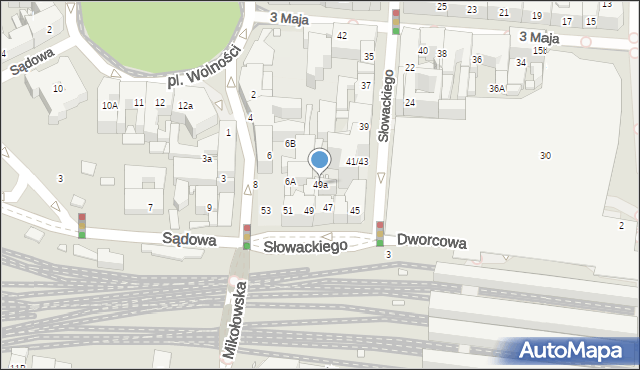 Katowice, Słowackiego Juliusza, 49a, mapa Katowic