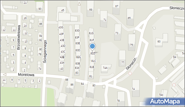 Katowice, Słoneczna, 81D, mapa Katowic