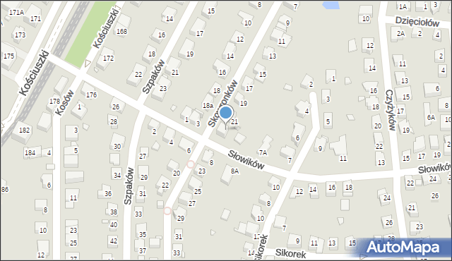 Katowice, Słowików, 5, mapa Katowic