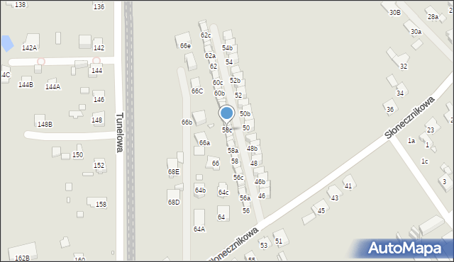 Katowice, Słonecznikowa, 58c, mapa Katowic