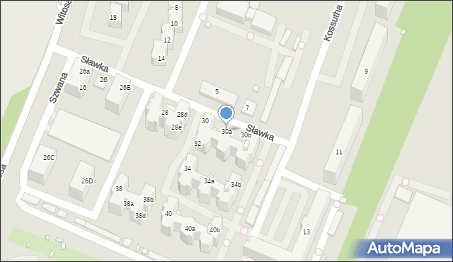 Katowice, Sławka Walerego, 30a, mapa Katowic