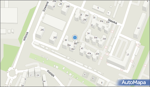 Katowice, Sławka Walerego, 38b, mapa Katowic