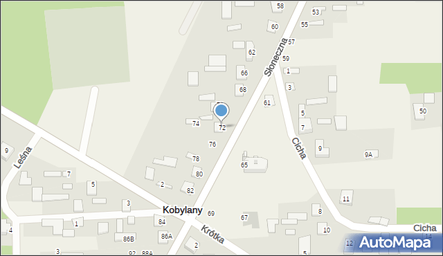 Kobylany, Słoneczna, 72, mapa Kobylany