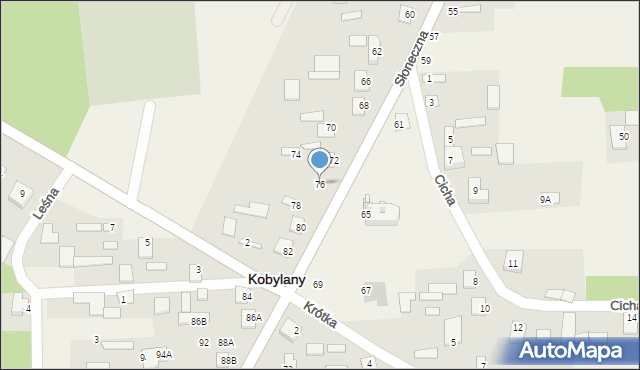 Kobylany, Słoneczna, 76, mapa Kobylany