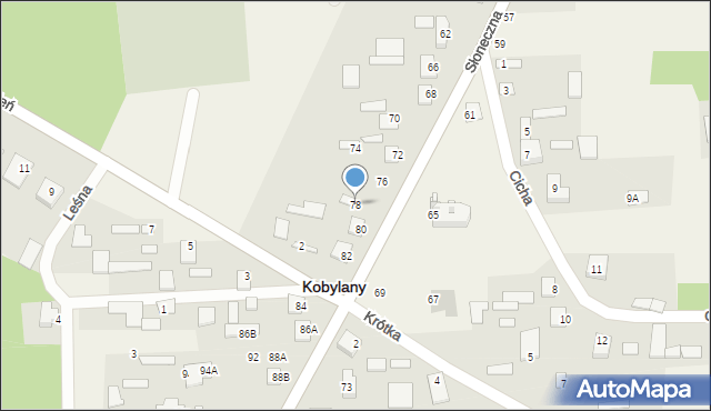 Kobylany, Słoneczna, 78, mapa Kobylany