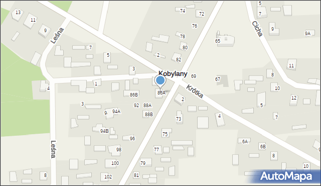 Kobylany, Słoneczna, 86A, mapa Kobylany