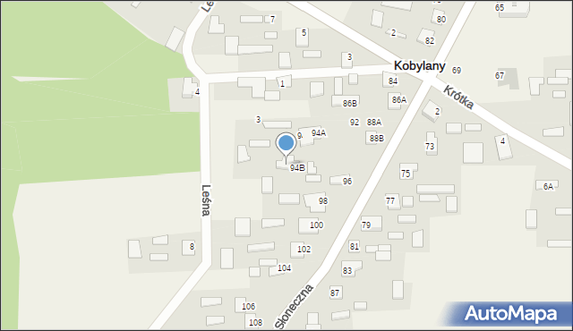 Kobylany, Słoneczna, 94d, mapa Kobylany