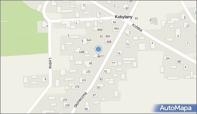 Kobylany, Słoneczna, 96, mapa Kobylany