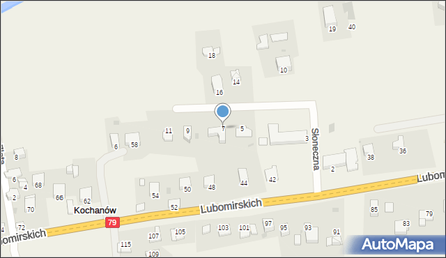 Kochanów, Słoneczna, 7, mapa Kochanów