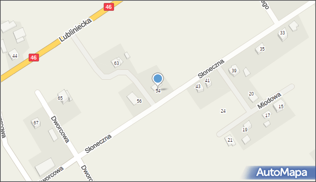 Kochanowice, Słoneczna, 54, mapa Kochanowice