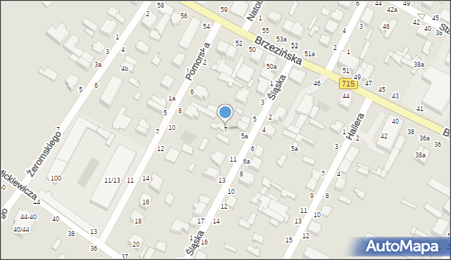 Koluszki, Śląska, 7, mapa Koluszki