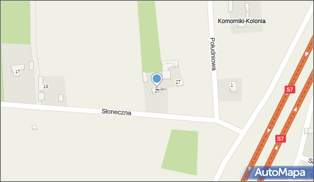 Komorniki, Słoneczna, 25, mapa Komorniki