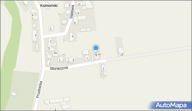 Komorniki, Słoneczna, 9, mapa Komorniki