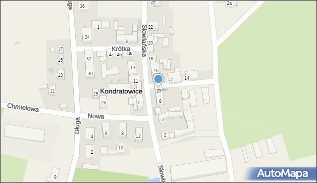 Kondratowice, Słowiańska, 10, mapa Kondratowice