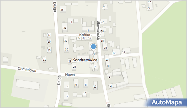 Kondratowice, Słowiańska, 11, mapa Kondratowice