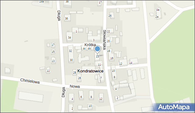 Kondratowice, Słowiańska, 13, mapa Kondratowice