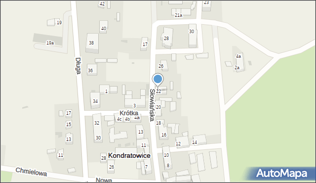 Kondratowice, Słowiańska, 22, mapa Kondratowice