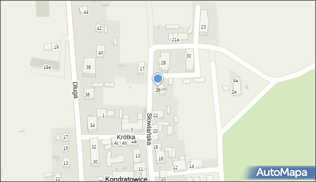 Kondratowice, Słowiańska, 26, mapa Kondratowice