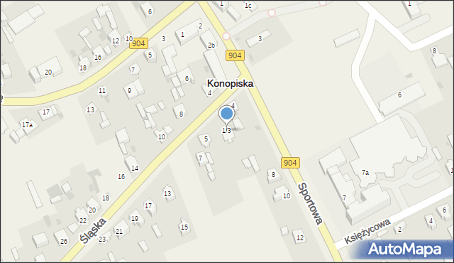 Konopiska, Śląska, 1/3, mapa Konopiska