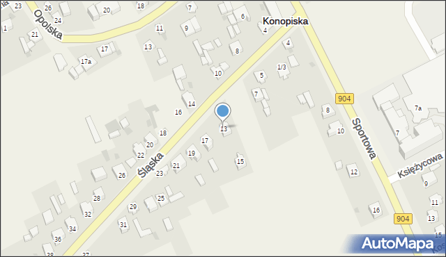 Konopiska, Śląska, 13, mapa Konopiska