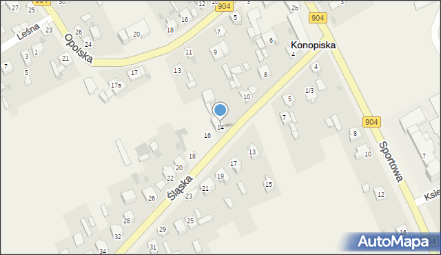 Konopiska, Śląska, 14, mapa Konopiska