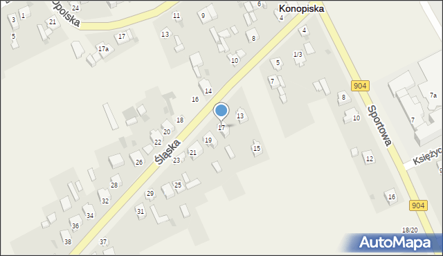 Konopiska, Śląska, 17, mapa Konopiska