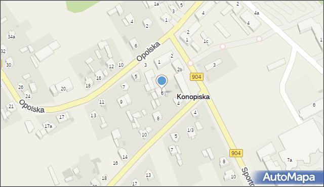 Konopiska, Śląska, 6, mapa Konopiska