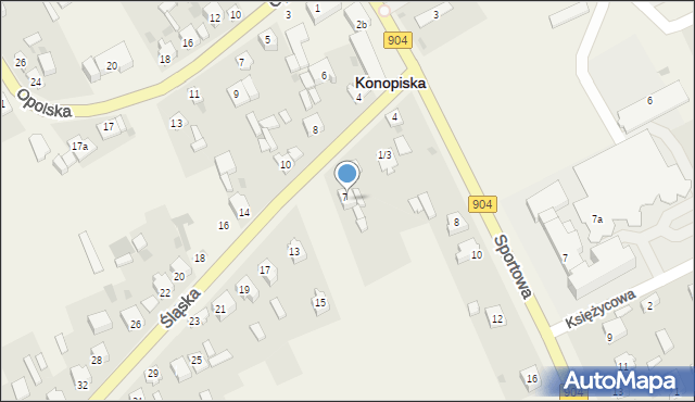 Konopiska, Śląska, 7A, mapa Konopiska