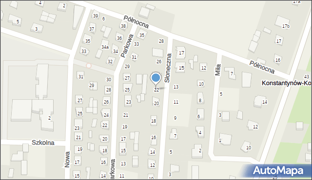Konstantynów, Słoneczna, 22, mapa Konstantynów