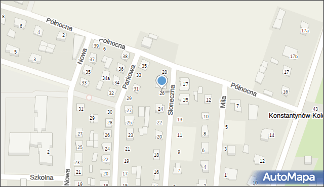 Konstantynów, Słoneczna, 26, mapa Konstantynów