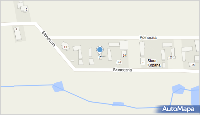 Kopana, Słoneczna, 17, mapa Kopana