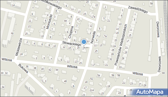 Koronowo, Słowackiego Juliusza, 17, mapa Koronowo
