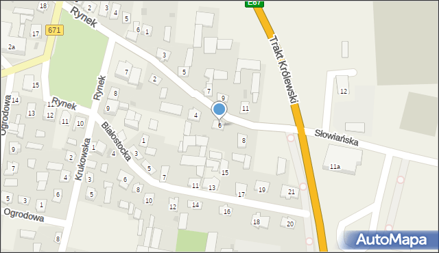 Korycin, Słowiańska, 6, mapa Korycin