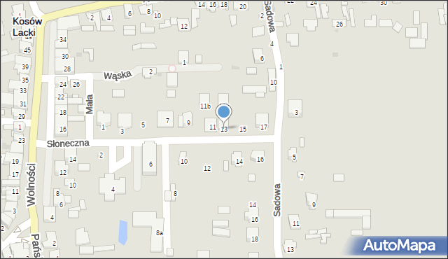 Kosów Lacki, Słoneczna, 13, mapa Kosów Lacki