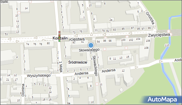 Koszalin, Słowackiego Juliusza, 2, mapa Koszalina