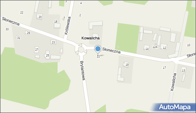 Kowalicha, Słoneczna, 21, mapa Kowalicha