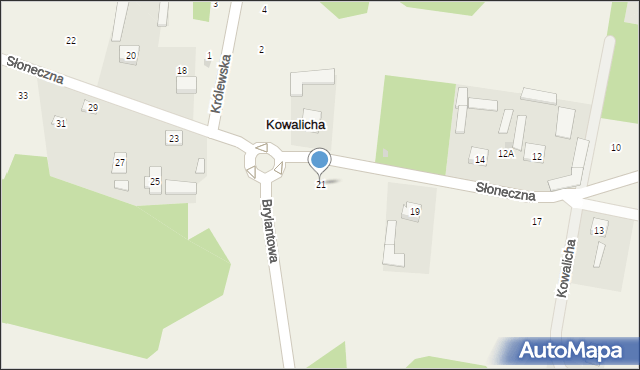 Kowalicha, Słoneczna, 21, mapa Kowalicha