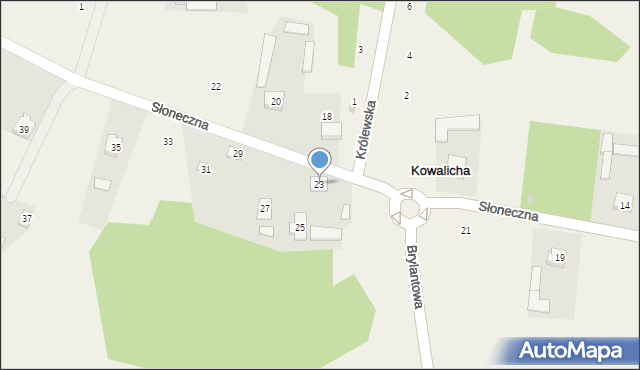 Kowalicha, Słoneczna, 23, mapa Kowalicha