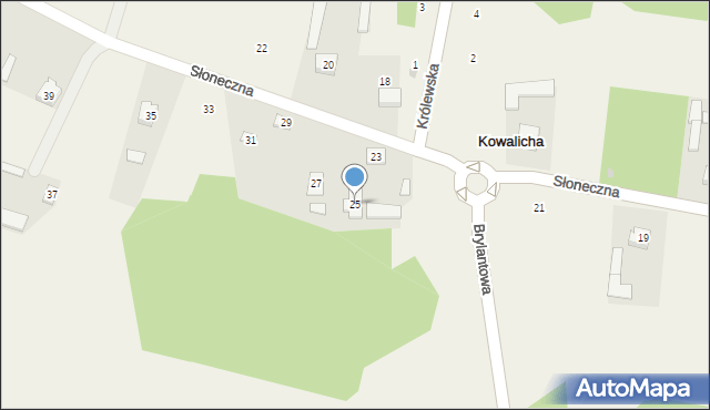 Kowalicha, Słoneczna, 25, mapa Kowalicha